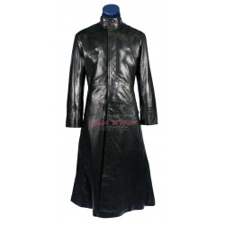 Matrix Neo Black Long Leather Trench Coat